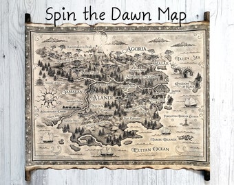 Spin the Dawn Map on Handmade Scroll, The Blood of Stars Map, Unravel the Dusk Map, Fantasy Map