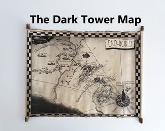 The Dark Tower Map Scroll, End-World Map, Mid-World Map, Handmade Roland's World Map