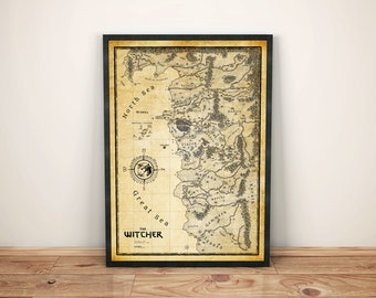 The Witcher Poster Map, Northern Realms Map, Paper Poster, The Witcher World Map, Wall Art, Home Decor, Geralt of Rivia Map, Blood of Elves