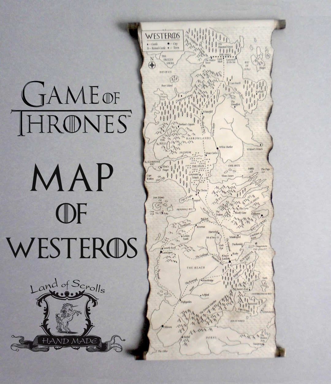 Karte Das Lied Von Eis Und Feuer GAME of THRONES-KARTE Westeros-Kartenposter auf handgemachter