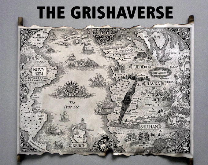 The Grishaverse Map, Grisha Trilogy Map Scroll, Shadow and Bone, Six of Cro...
