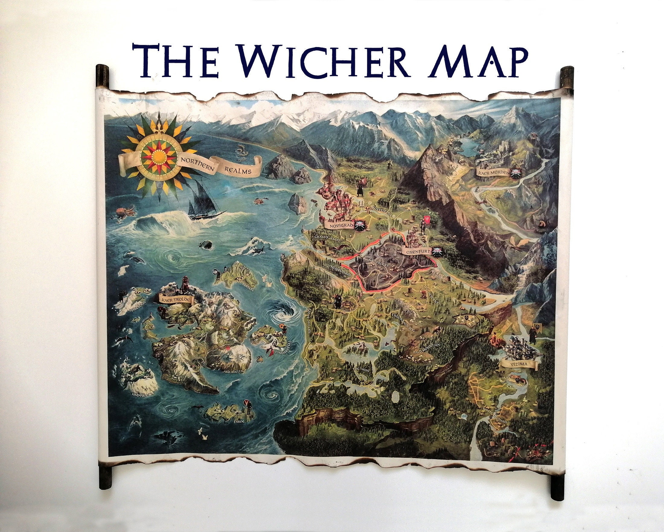 The Witcher Scroll Map Witcher World Map Map Of The - Etsy New Zealand