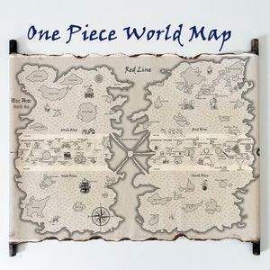 One Piece Grand Line World Map Gift For Fans Decor Poster Canvas