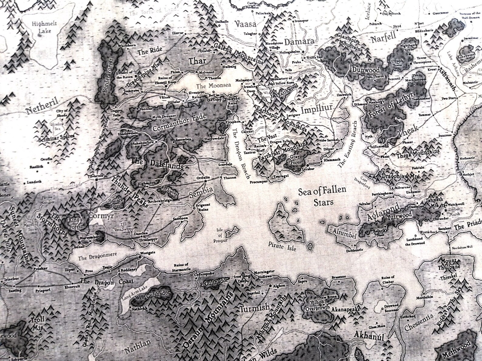 Faerun Map Dungeons and Dragons Map Forgotten Realms Map | Etsy