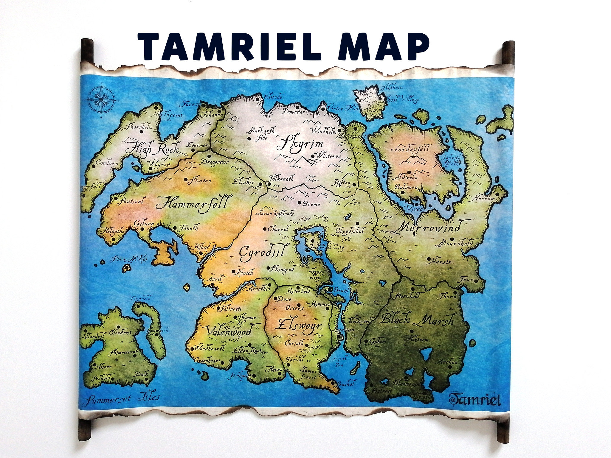 Map of Tamriel Skyrim Map TES Map the Tamriel Empire Map - Etsy Australia