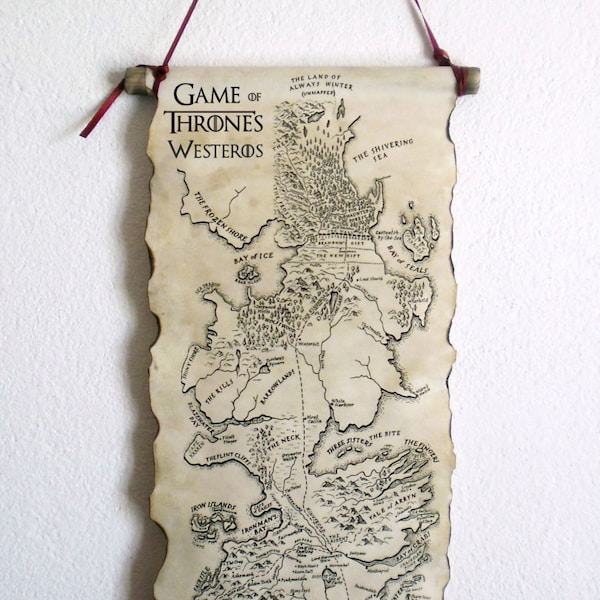 Game of Thrones Map Westeros Map GoT Map Poster on Handmade Scroll