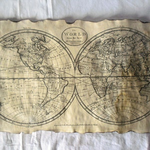 Old Map Of The World Antique World Map Old World Vintage Map on Handmade Scroll Vintage Industrial Old Maps Historical Map History Maps