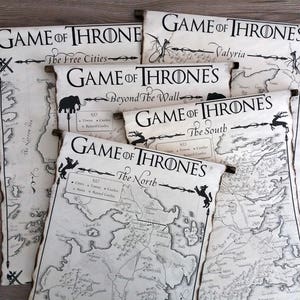 5 MAP SCROLLS Game of Thrones Posters Westeros Map the North, the South ...