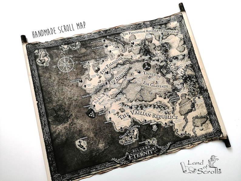 Pillars of Eternity Map on Handmade Scroll World of Eora - Etsy