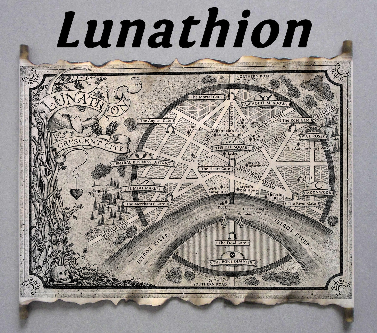 Lunathion Map Crescent City Map House of Earth and Blood Map Etsy