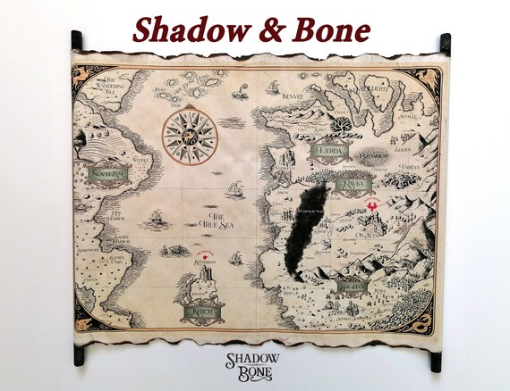 The Grishaverse Map Grisha Trilogy Map Scroll Shadow and Bone Six of Crows  Kerch Ketterdam Novyi Zem Fjerda Shu Han Ravka Map 