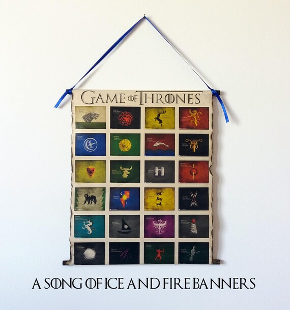 Game of Thrones Houses Banners Poster Scroll Coat of Arms A Etsy