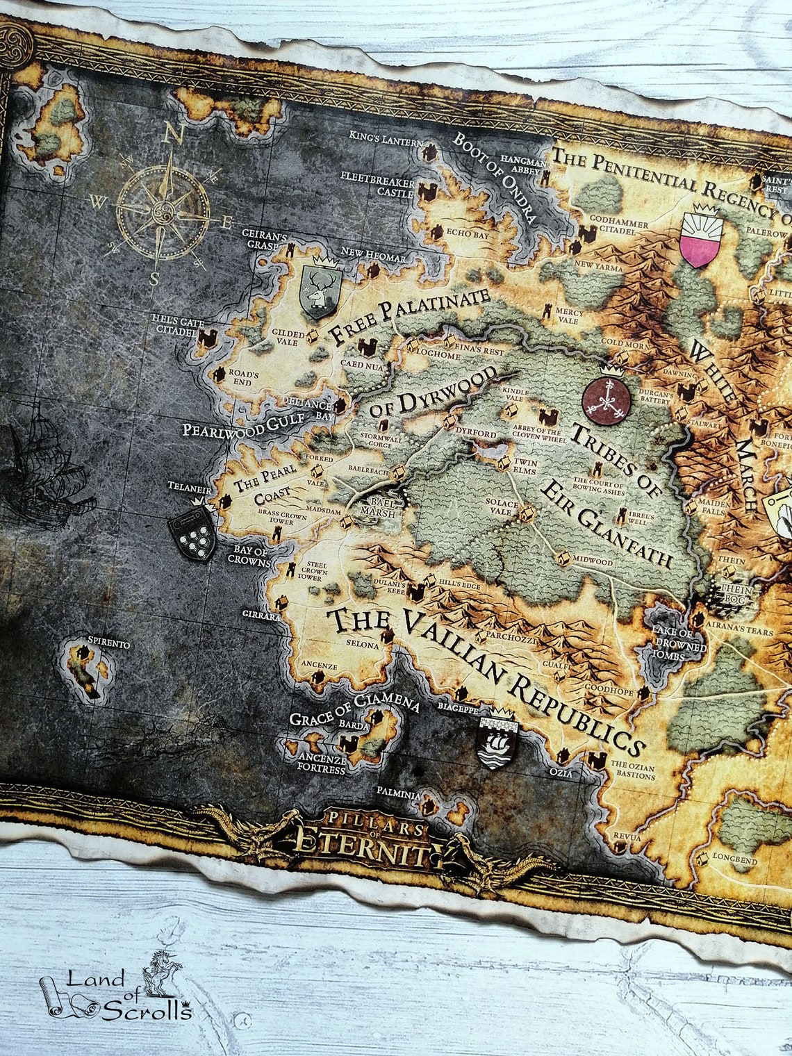Pillars of Eternity Color Map Scroll the World of Eora Map a Etsy UK