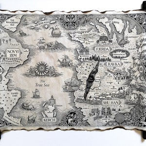 The Grishaverse Map, Grisha Trilogy Map Scroll, Shadow and Bone, Six of Crows, Kerch, Ketterdam, Novyi Zem, Fjerda, Shu Han, Ravka Map image 3