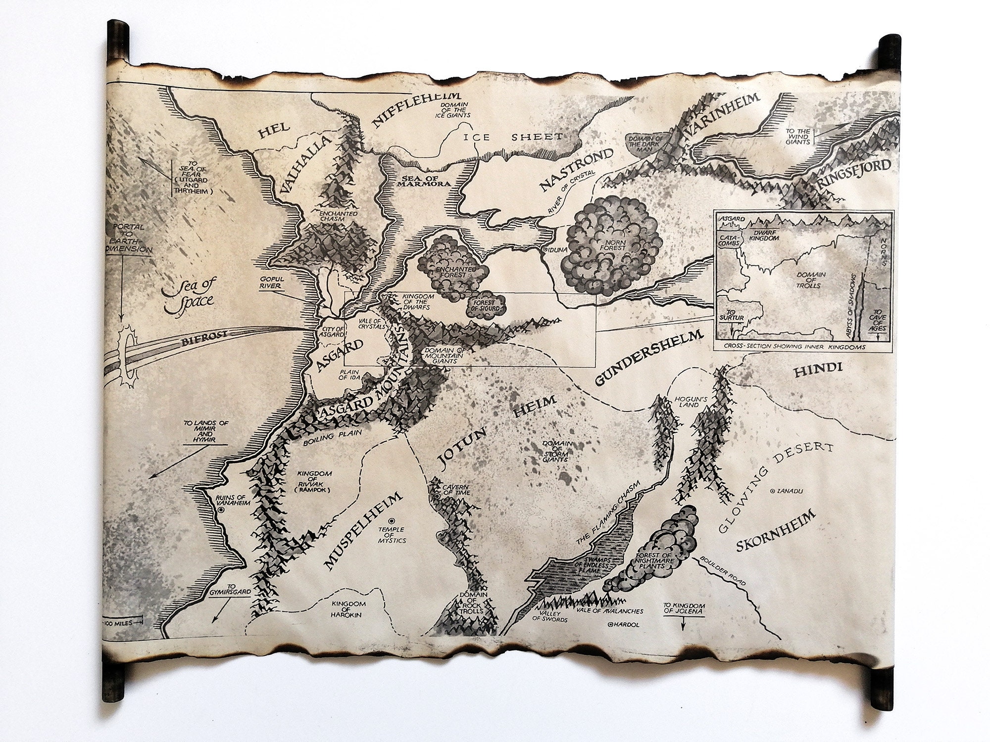 Map of Asgard on Handmade Scroll the Nine Realms Map Thor