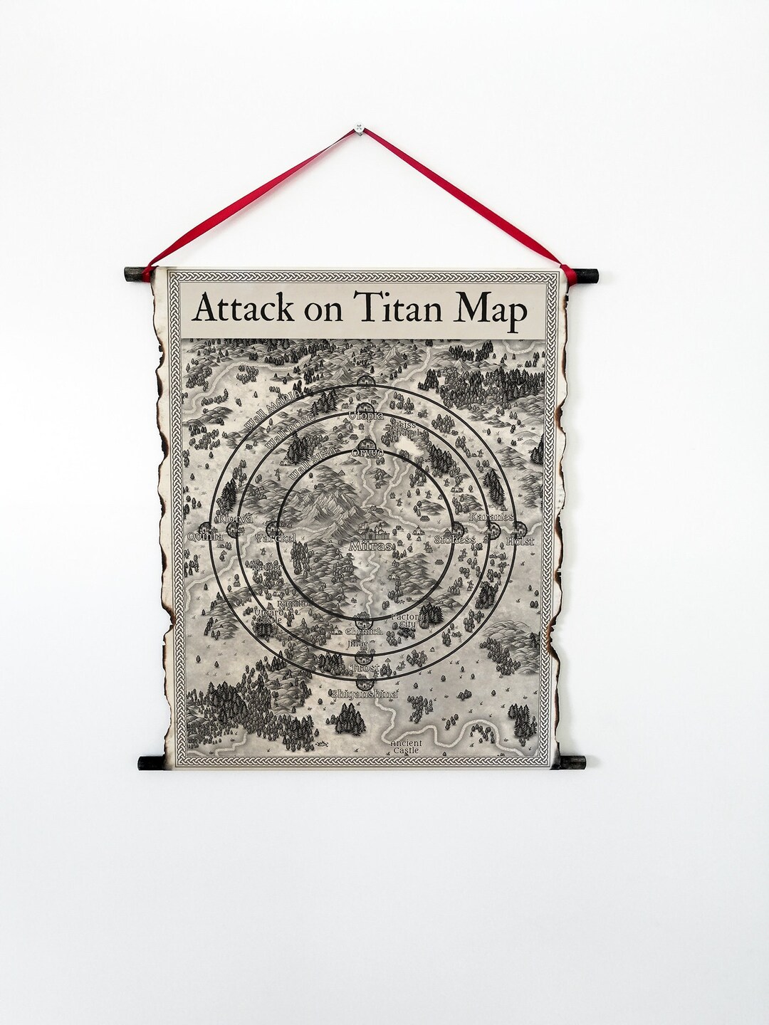 Attack on Titan Map on Handmade Scroll, Paradis Island Map, Walls of