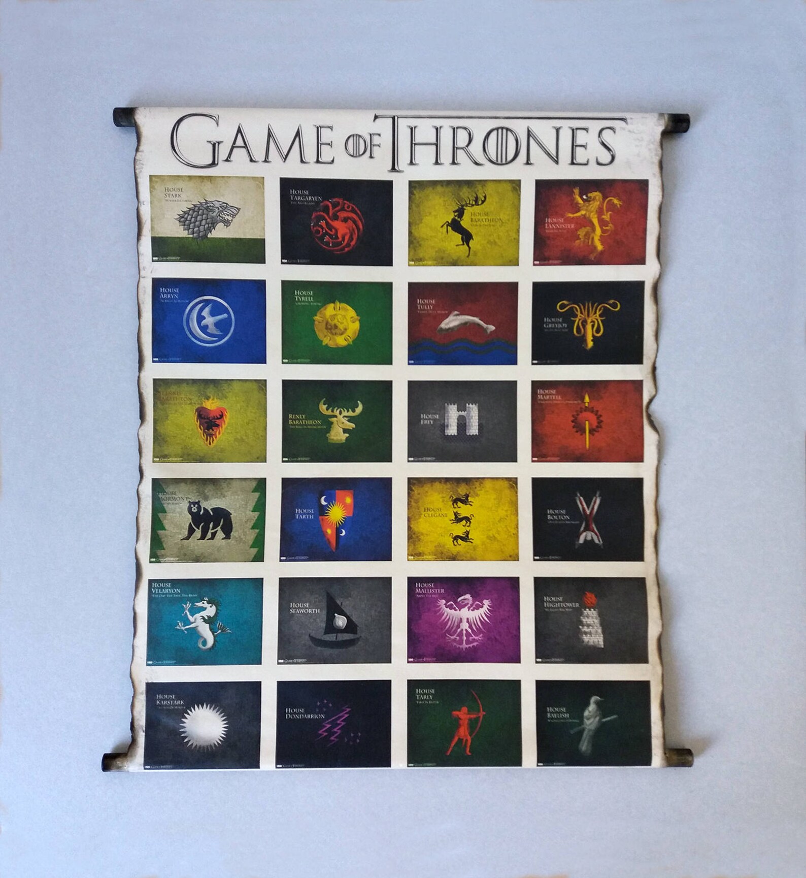 Game of Thrones Houses Banners Poster Scroll Coat of Arms A Etsy