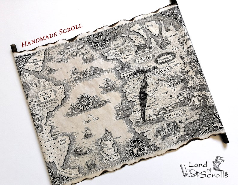 The Grishaverse Map, Grisha Trilogy Map Scroll, Shadow and Bone, Six of Crows, Kerch, Ketterdam, Novyi Zem, Fjerda, Shu Han, Ravka Map image 6