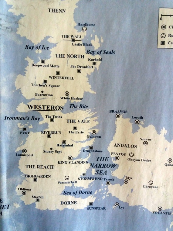 Game Of Thrones Houses Map Westeros And Free Cities Poster Home Deco On