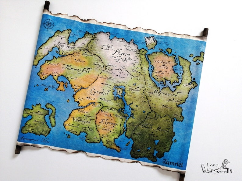 Map of Tamriel Skyrim Map TES Map the Tamriel Empire Map - Etsy