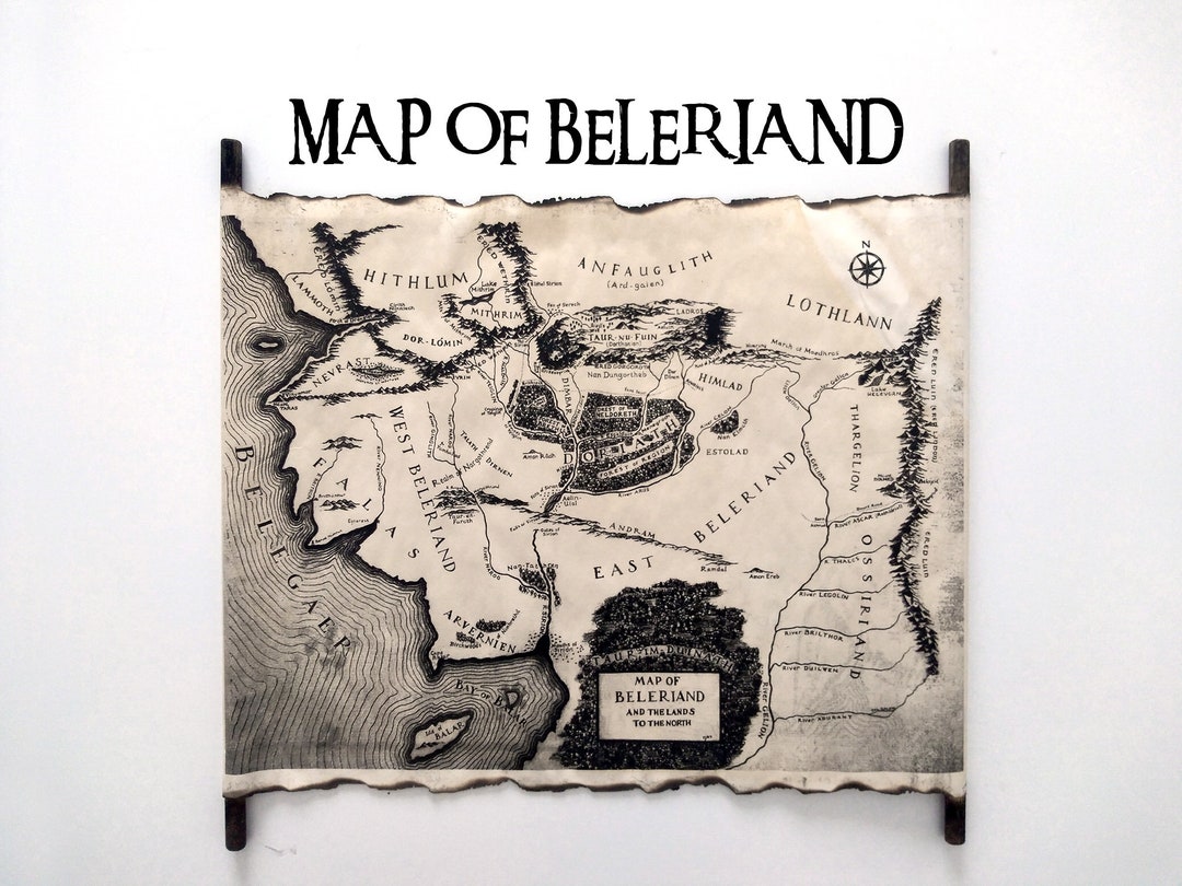 Map of Beleriand and the Lands to the North, Middle Earth First Age Map ...