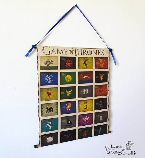 Game Of Thrones Houses Banners Poster Scroll Coat Of Arms A Etsy