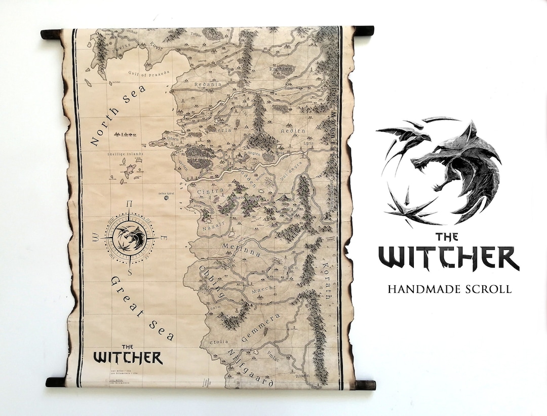 The Witcher Map On Handmade Scroll Northern Realms Map The - Etsy Canada