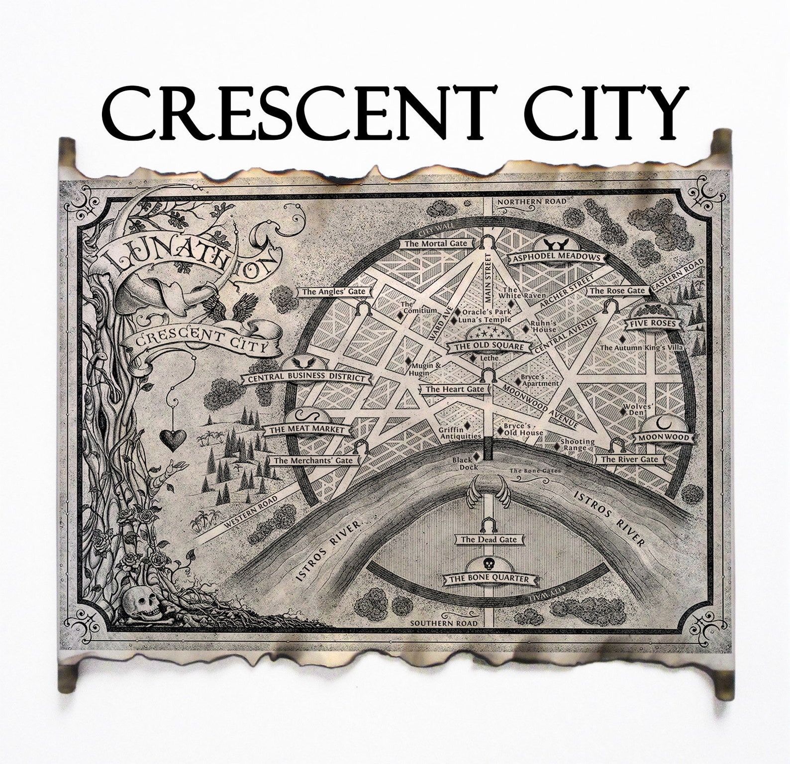 Lunathion Map Crescent City Map House of Earth and Blood Map Etsy