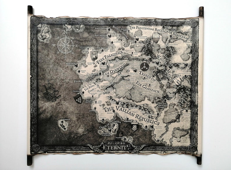 Pillars of Eternity Map on Handmade Scroll World of Eora | Etsy