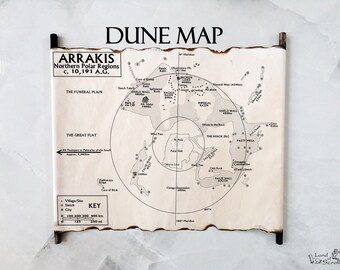 Map of Arrakis Dune Map on Handmade Scroll