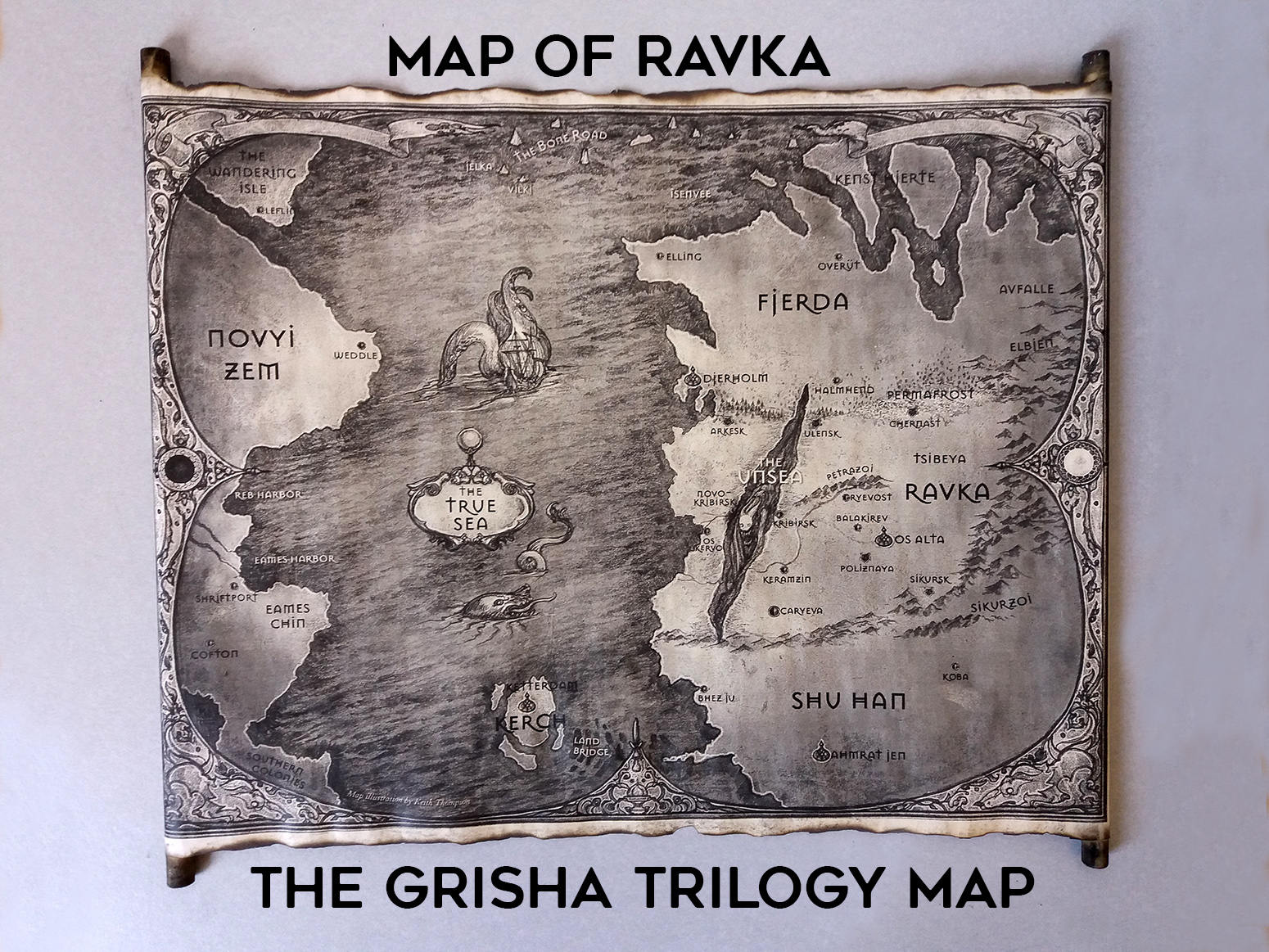 The Grishaverse Map Grisha Trilogy Map Scroll Shadow and Bone Six of Crows  Kerch Ketterdam Novyi Zem Fjerda Shu Han Ravka Map 