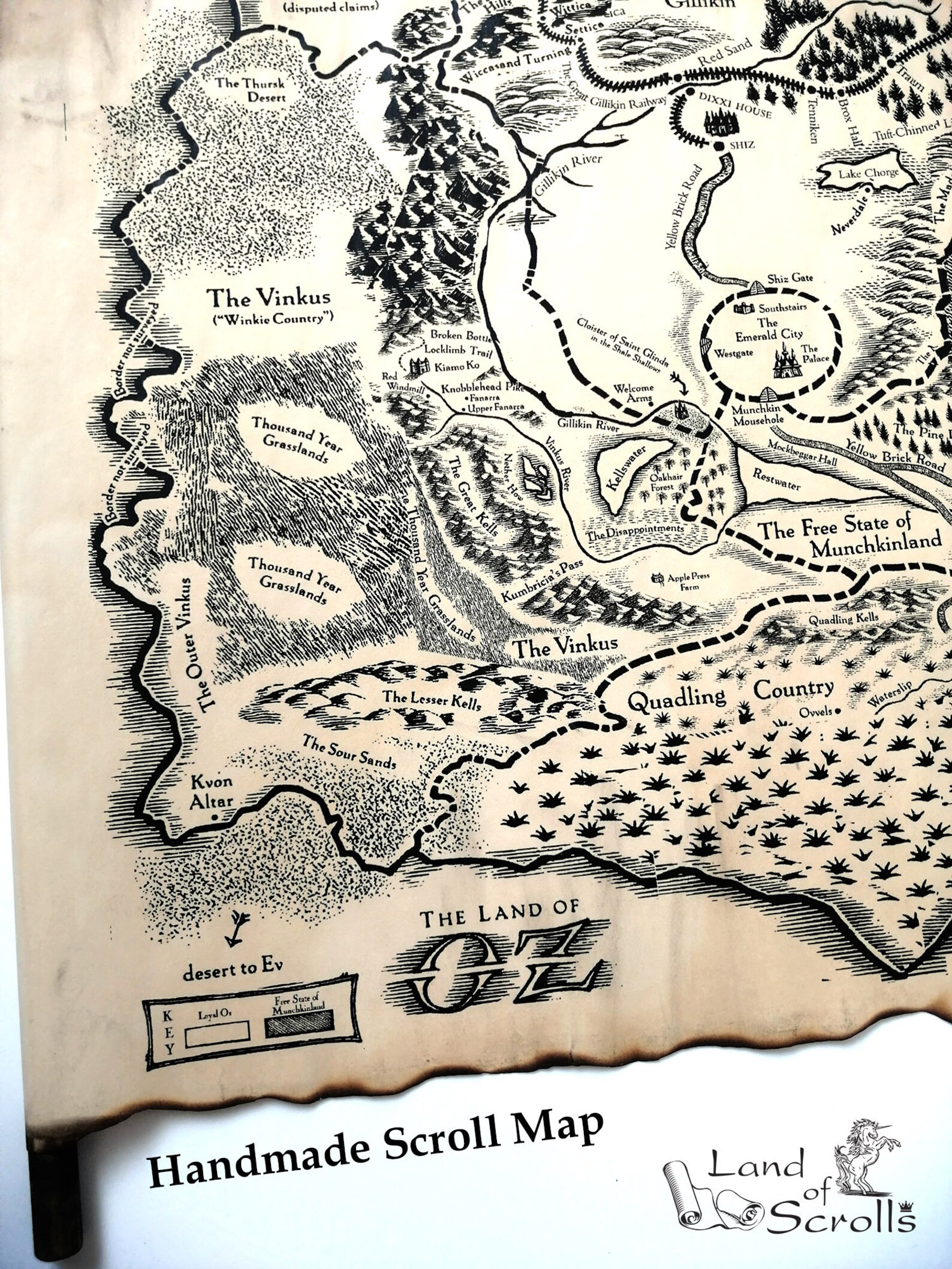 The Land of Oz Map the Wonderful Wizard of Oz Map Dorothy Etsy