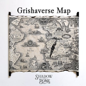 The Grishaverse Map, Grisha Trilogy Map Scroll, Shadow and Bone, Six of Crows, Kerch, Ketterdam, Novyi Zem, Fjerda, Shu Han, Ravka Map image 8