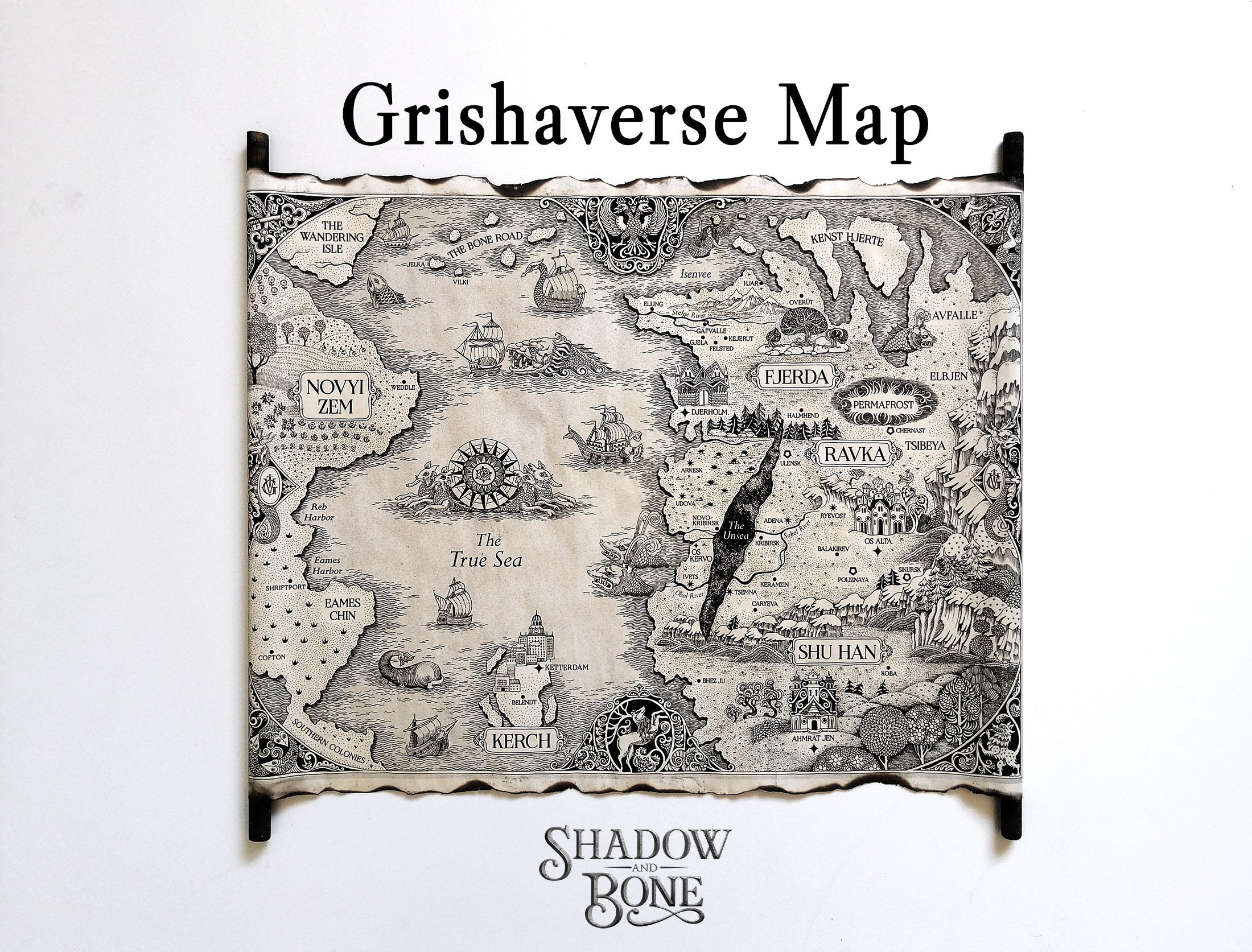 The Grishaverse Map Grisha Trilogy Map Scroll Shadow and Etsy India