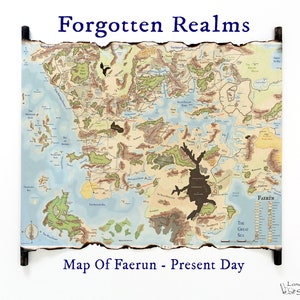 Map of Faerun Present Day, Forgotten Realms Map, Dnd Map, Faerûn Scroll ...