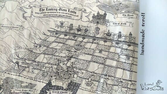 Handmade Alice In Wonderland Map Map Of The Looking Glass Etsy