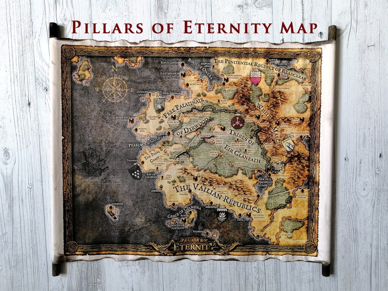 Pillars of Eternity Color Map Scroll the World of Eora Map a Etsy