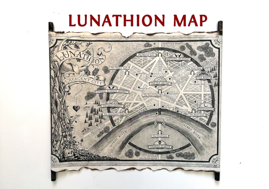 Lunathion Map Crescent City Map House of Earth and Blood Map Etsy