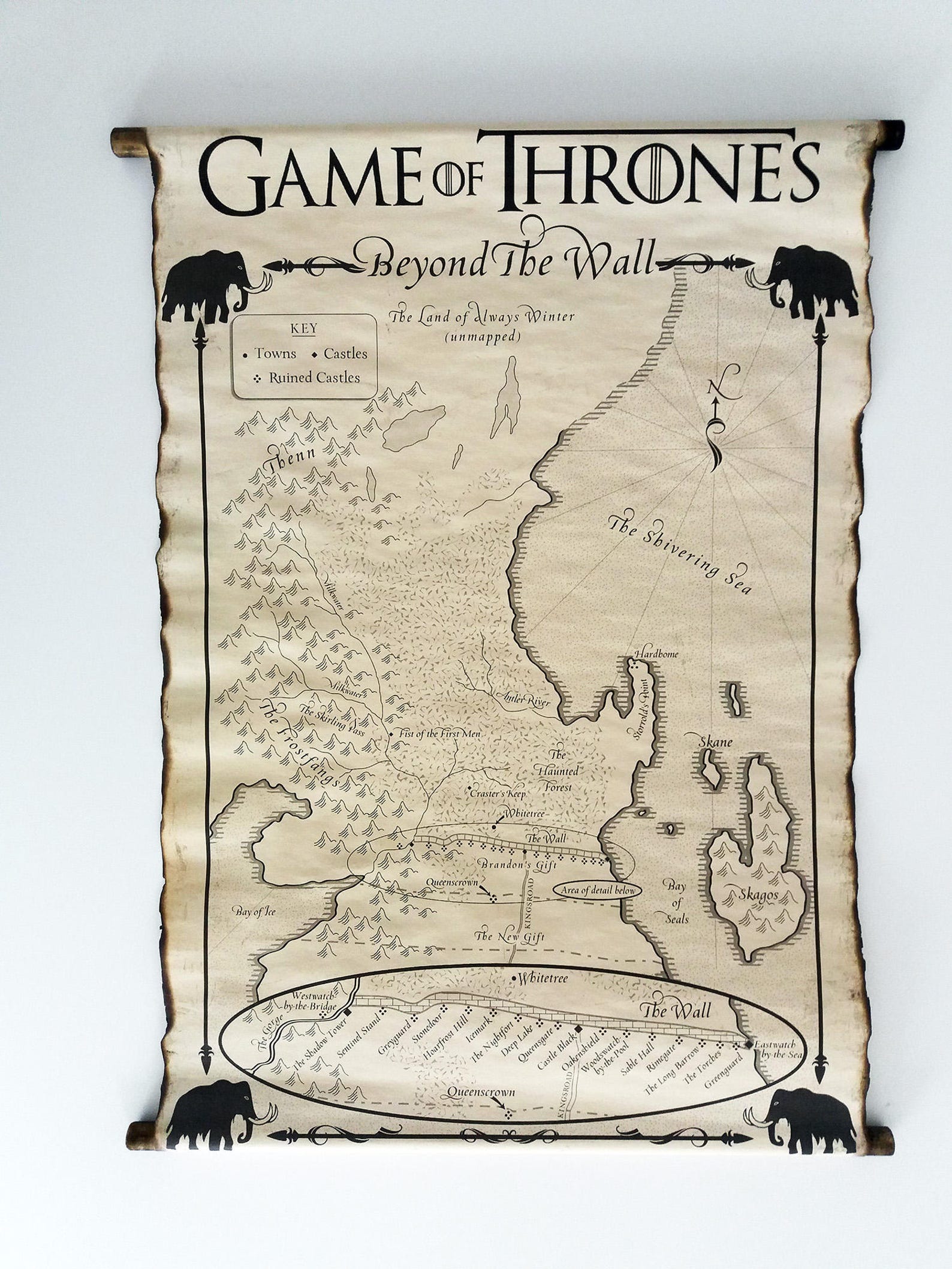 5 MAP SCROLLS Game of Thrones Posters Westeros Map the North - Etsy