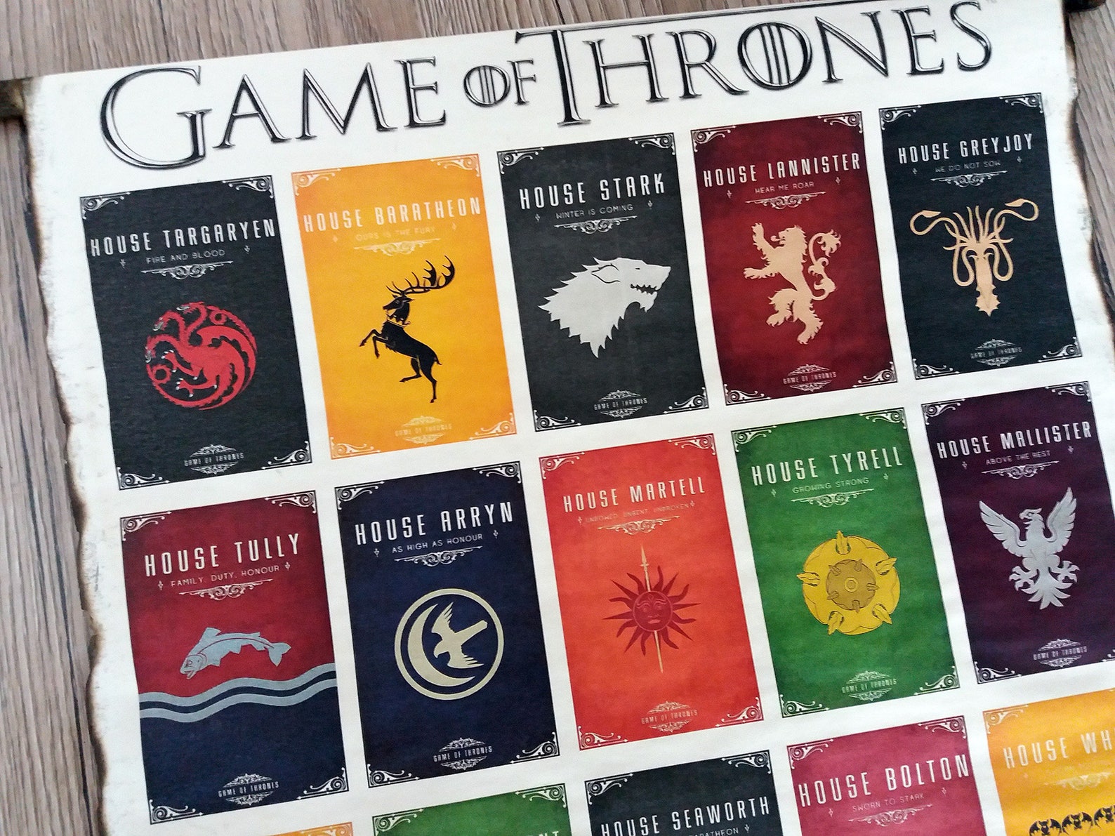 Game of Thrones Heraldry Scroll 20 House Banners Poster Etsy