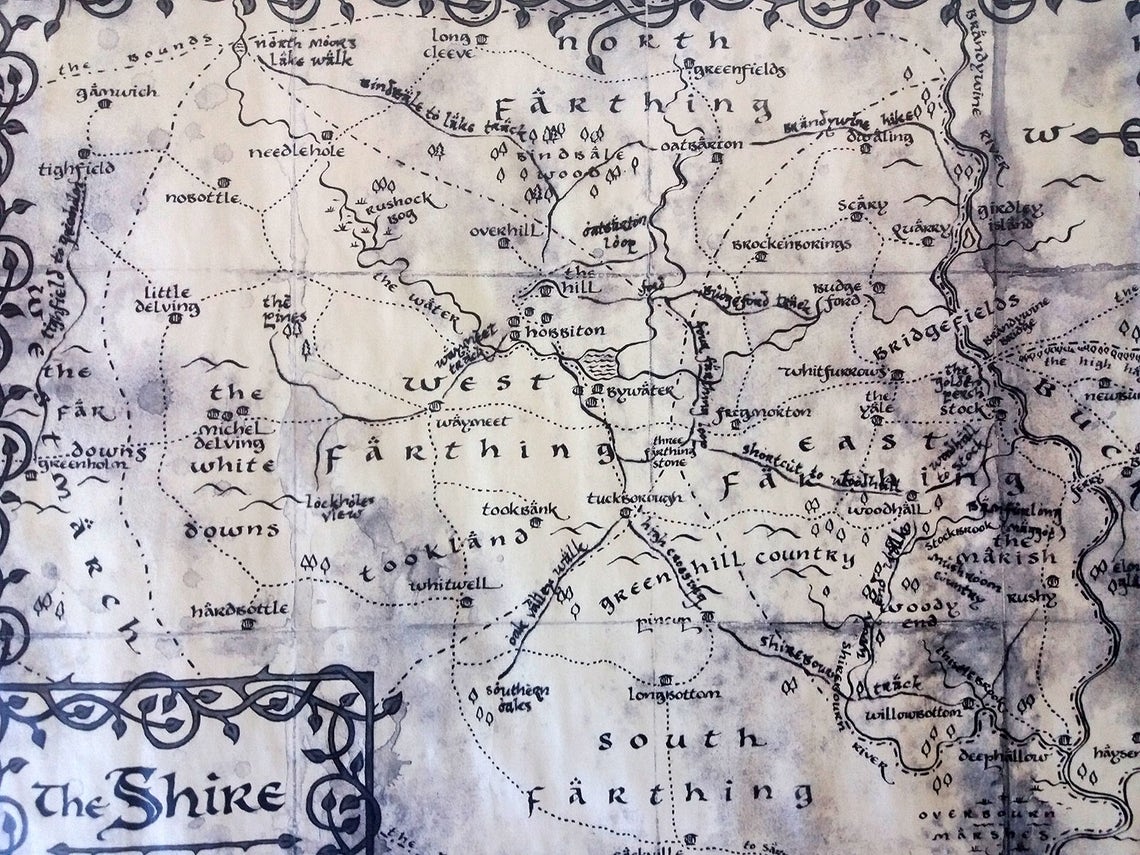 Map of the Shire Scroll Lord of the Rings Shire Map the - Etsy