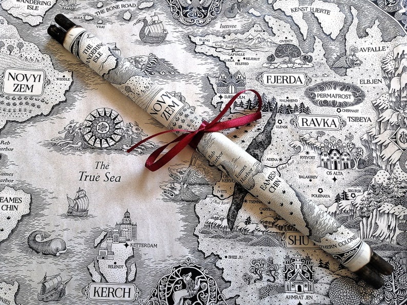 The Grishaverse Map, Grisha Trilogy Map Scroll, Shadow and Bone, Six of Crows, Kerch, Ketterdam, Novyi Zem, Fjerda, Shu Han, Ravka Map image 9