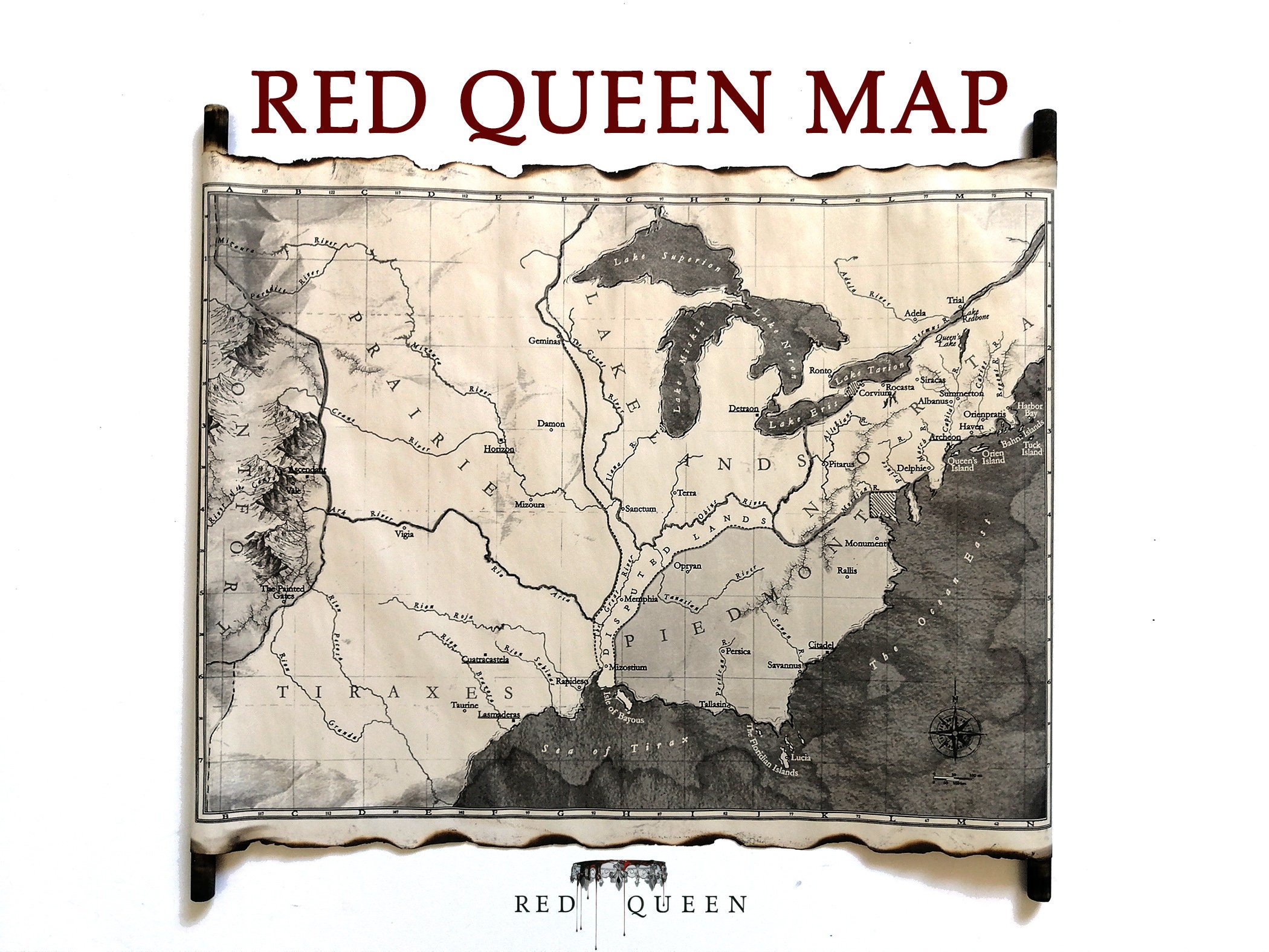 Red Queen World Map Map of Red Queen's Kingdom of Norta Etsy Canada