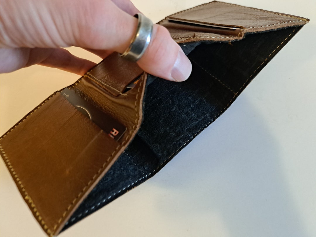 Leather Wallet, 3-card Pockets With Lining. Soft. Slim. One