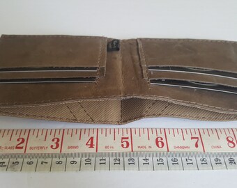 Medium Brown/Tan Up-Cycled Leather Wallet, 4-card pockets with a lined interior for cash. Soft. Slim. Handmade. Minimal. Unique. Up-cycled.