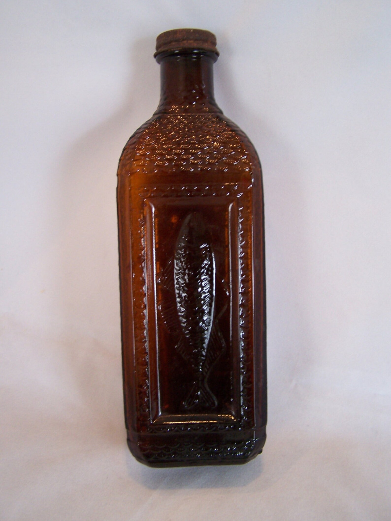 Vintage/Antique Amber Brown Cod Liver Oil Bottle Fish & Scales Etsy