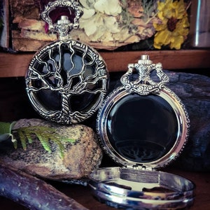 Scrying Mirror, With a Pouch Of Mugwort Tree of Life for Divination, Meditation, and Spiritual Connection