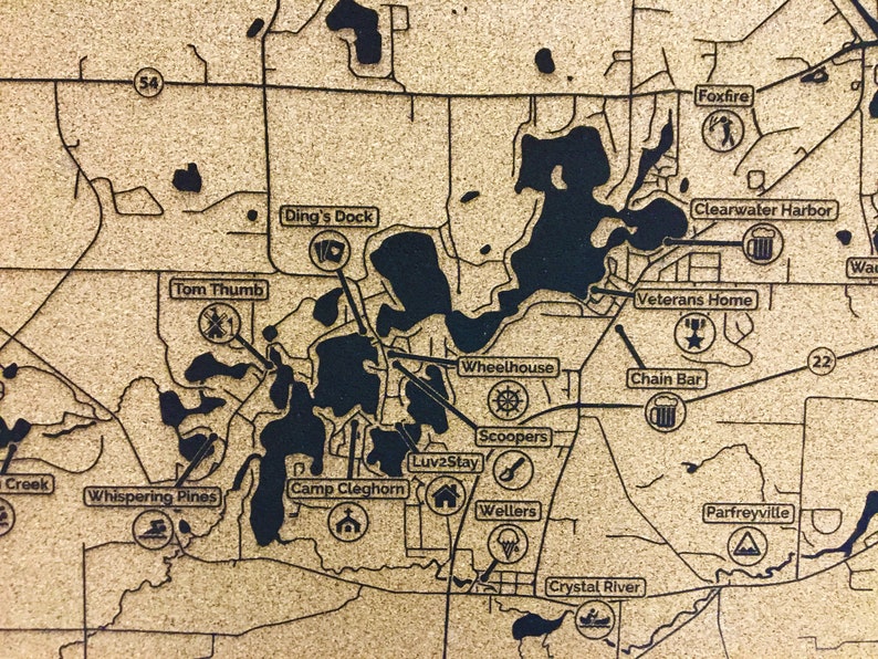 Waupaca / King WI Chain O' Lakes Custom Engraved Etsy