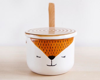 Cute arctic Fox ceramic sugar bowl with lid and spoon, Pottery sugar bowl, Ceramics & pottery, Kawaii ceramic, Cute gift, Ceramics Clay