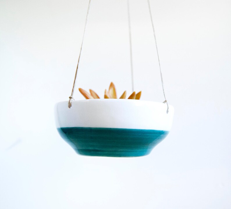 Pottery hanging planter Ceramics pottery Ceramic hanging plant pot Wall planter Midcentury style Ceramic hanging planter for succulent